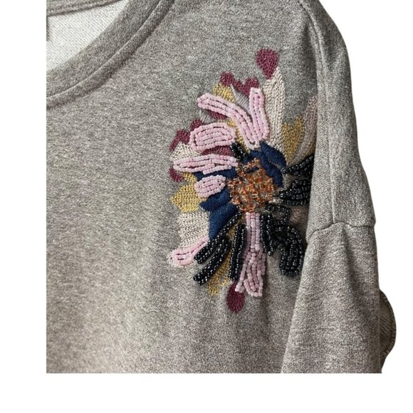 VINTAGE AMERICA BLUES Ruffles Cropped Embroidered Beaded Marled Top M - Picture 7 of 11